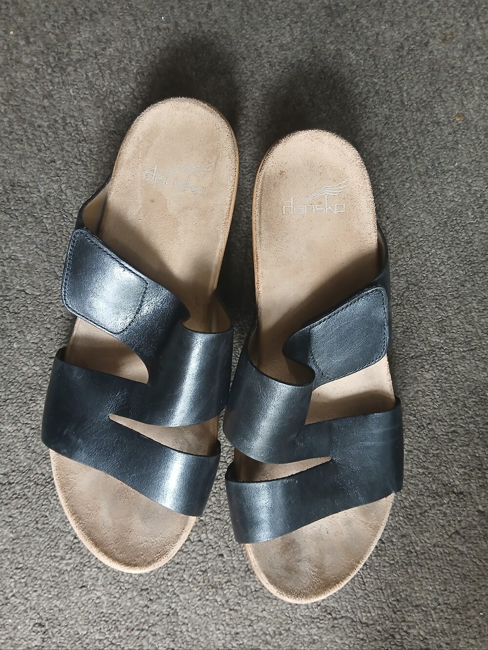 Dansko Black Leather Women’s Slide Sandals Size 40